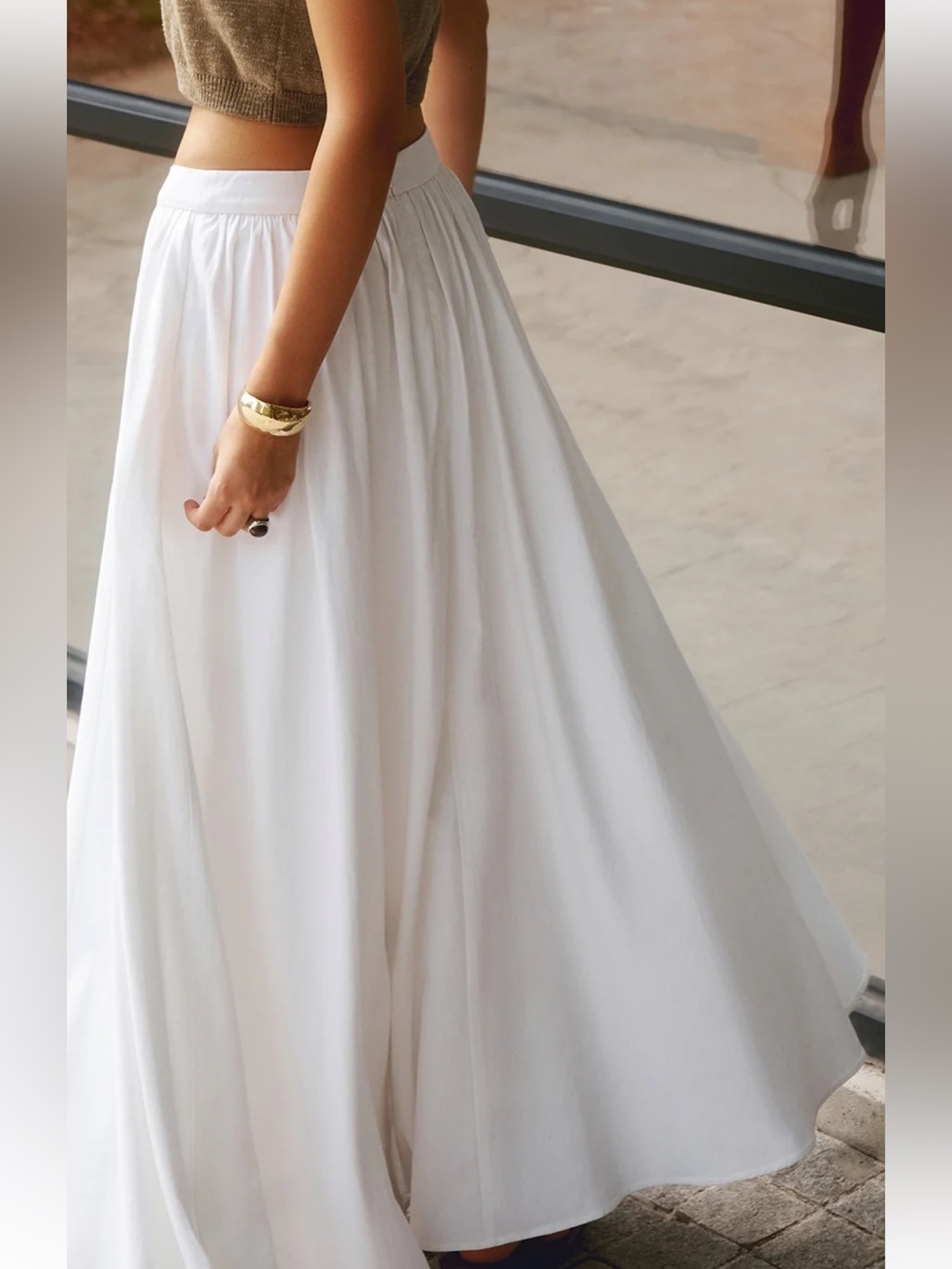 Commense Cotton Pleated Maxi Skirt - Picture 6 of 6